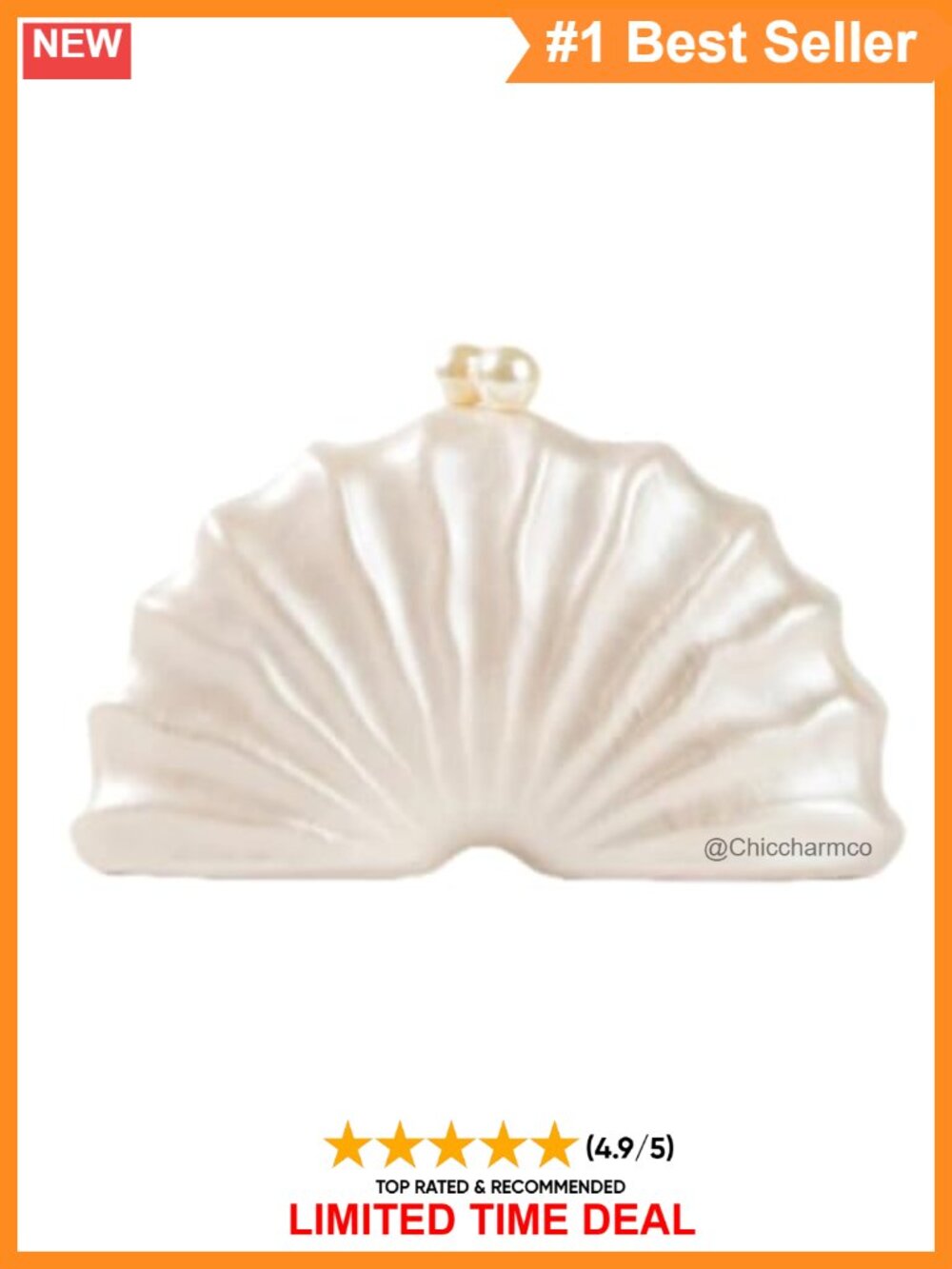 Acrylic Shell Shaped Clutch Evening Handbag Detachable Chain Crossbody Wedding